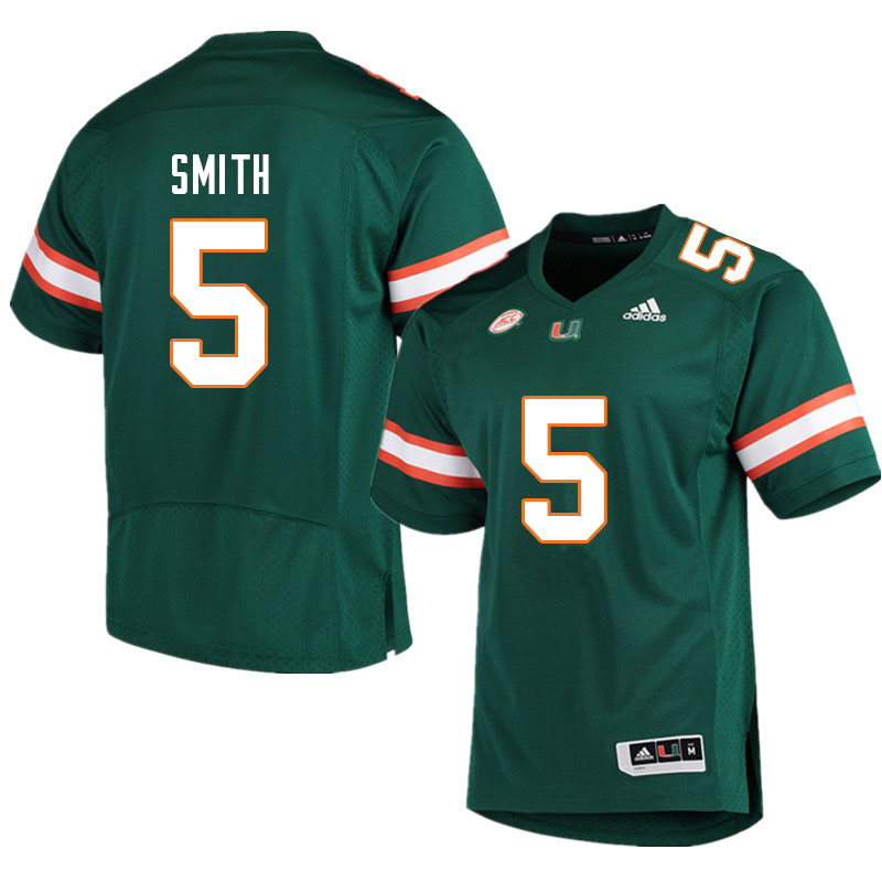 Men #5 Keyshawn Smith Miami Hurricanes College Football Jerseys Sale-Green